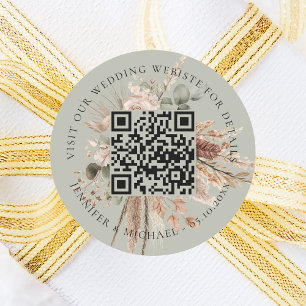 Adesivo Site de casamento QR detalha rsvp sage green pampa