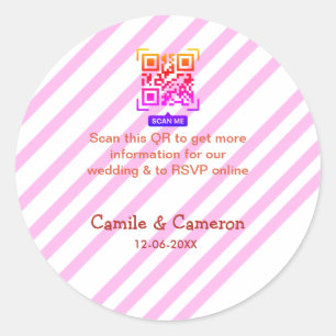 Adesivo SITE DE CASAMENTO QR rosa nome data moderno riscad