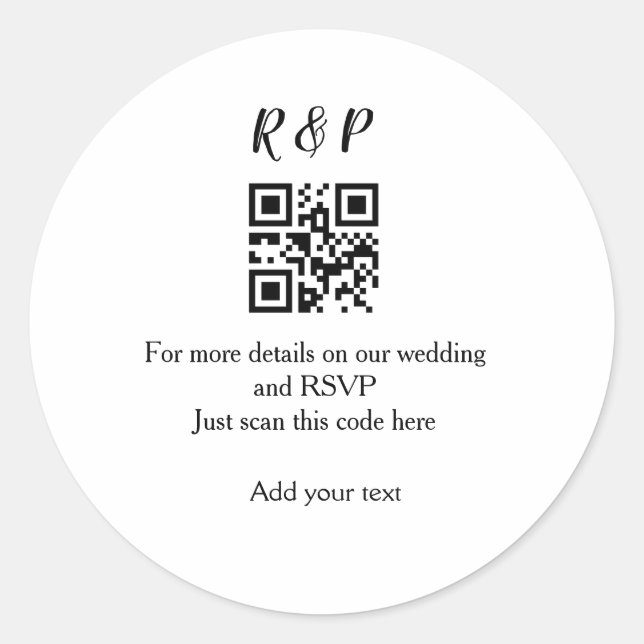 Adesivo Site de casamento rsvp q r código adicionar nome t (Frente)