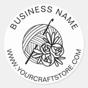 Adesivo Site de Negócios de Crochê Nome Personalizado Flor