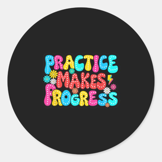 Adesivo Sitive Motivation Practice Makes Progress Over Per (Frente)