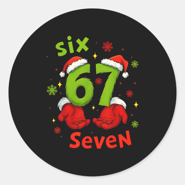 Adesivo Six 6 7 Seven Christmas Humor Green Hand Festive G (Frente)