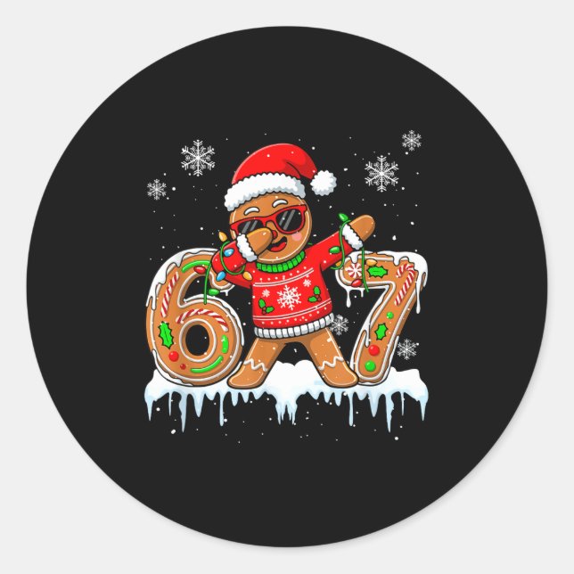 Adesivo Six Seven 67 Christmas Funny Santa Gingerbread Dab (Frente)