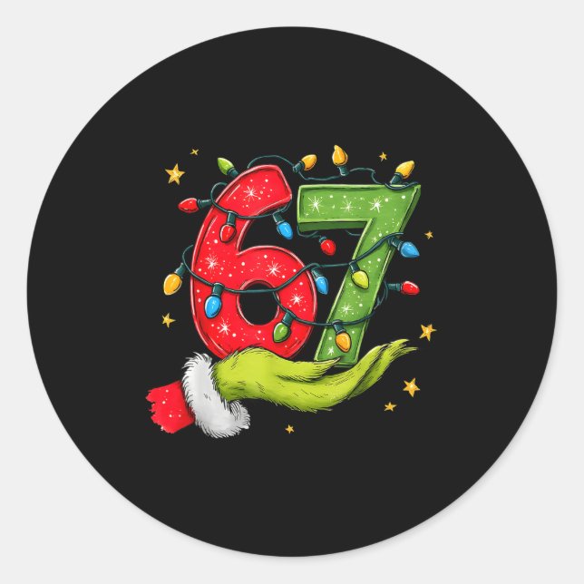 Adesivo Six Seven 67 Christmas Lights Hand Signs Elf Light (Frente)