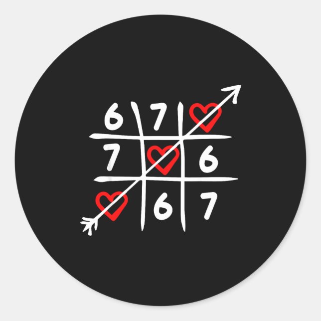 Adesivo Six Seven 67 Meme 6 7 Valentines Day Heart Men Wom (Frente)