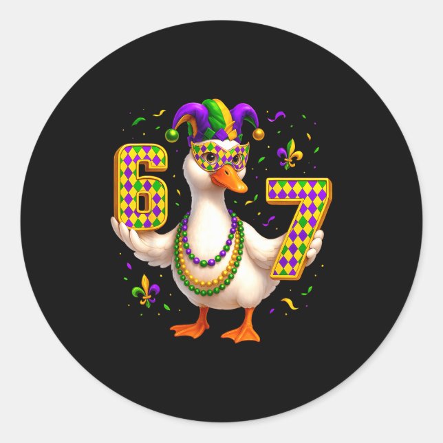 Adesivo Six Seven 67 Meme Goose With Jester Hat &amp; Bead (Frente)