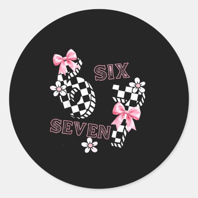 Adesivo Six Seven 6 7 Checkered Cute Coquette Bow Girly 67 (Frente)