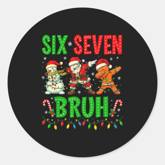 Adesivo Six Seven 6 7 Meme Dabbing Santa Gingerbread Chris (Frente)