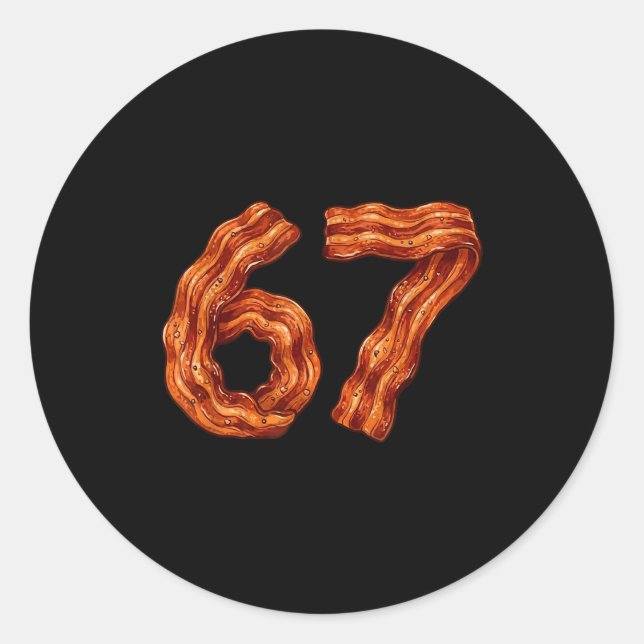 Adesivo Six Seven Bacon Cool Meme 67 Funny Number  (Frente)