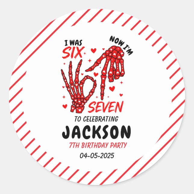 Adesivo Six Seven Birthday Skeleton Hands Party (Frente)