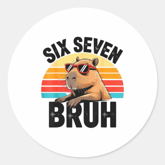 Adesivo Six Seven Bruh 67 Meme Capybara  (Frente)