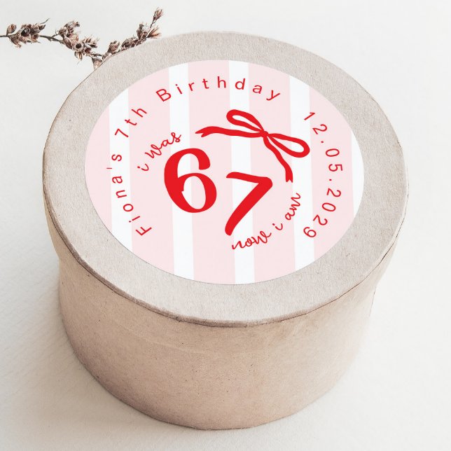 Adesivo Six Seven Coquette Girl 7th Birthday Bow Thank you (Criador carregado)