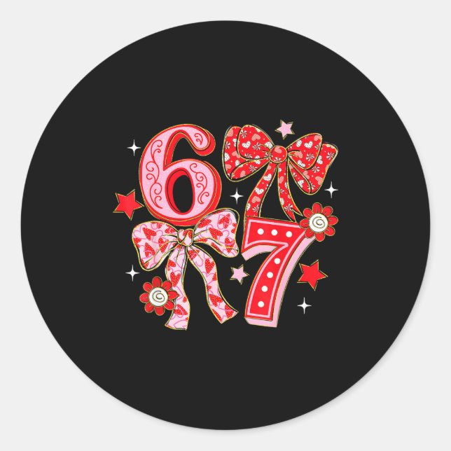 Adesivo Six Seven Coquette Girl Bow Cool Meme 67 Valentine (Frente)