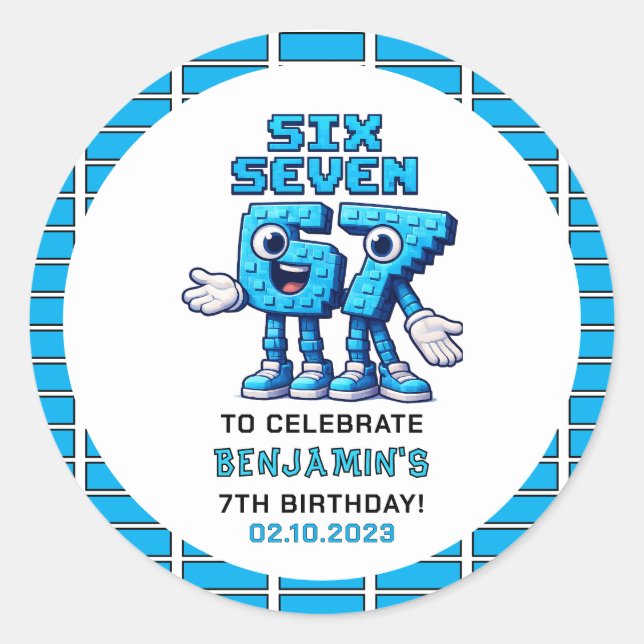 Adesivo Six Seven Meme 7th Birthday | Funny Trendy (Frente)