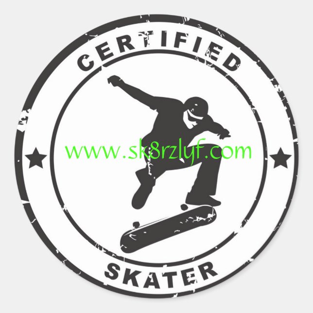 Adesivo Sk8r certificado, www.sk8rzlyf.com (Frente)