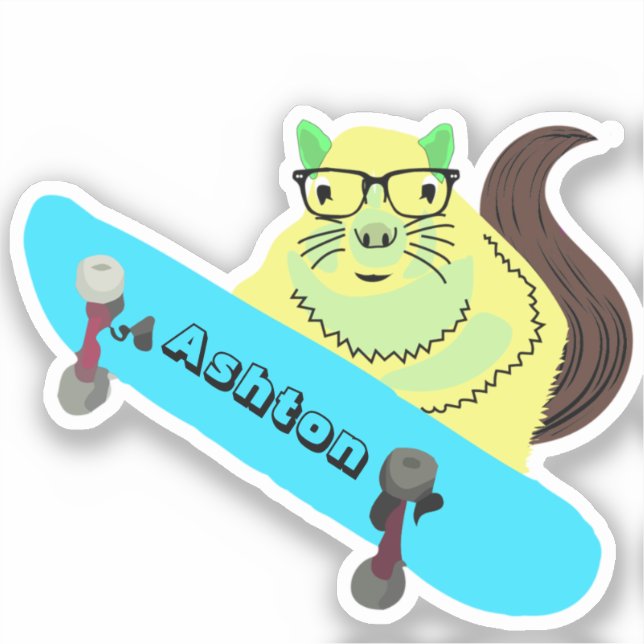 Adesivo Skate de nome personalizado nº 1019 do Esquilo tra (Frente)