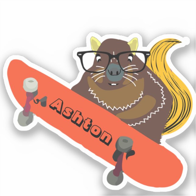 Adesivo Skate de nome personalizado nº 1033 do Esquilo tra (Frente)