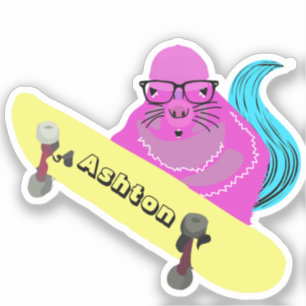 Adesivo Skate de nome personalizado nº 963 do Esquilo tra