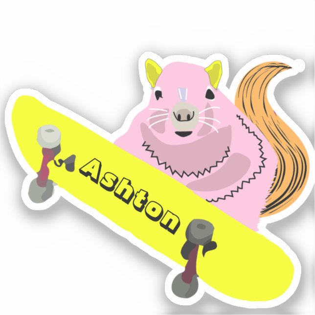 Adesivo Skate de nome personalizado nº 968 do Esquilo trav (Frente)