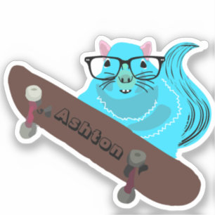 Adesivo Skate de nome personalizado nº 985 do Esquilo tra