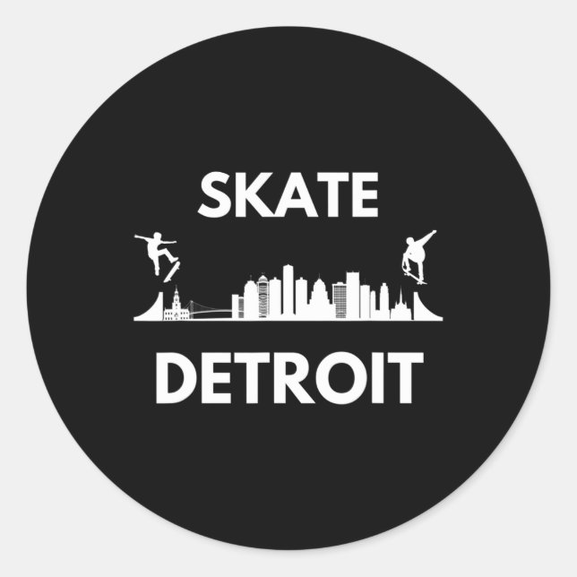 Adesivo Skate Detroit Mi Skateboarding Fans Detroit Skylin (Frente)