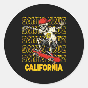 Adesivo Skateboard skeleton vintage santa cruz california