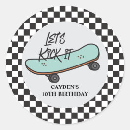 Adesivo Skateboard Vamos Kicar Aniversário