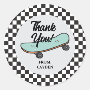 Adesivo Skateboard Vamos Kicar Aniversário Obrigado Favor