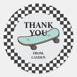 Adesivo Skateboard Vamos Kicar Aniversário Obrigado Favor