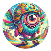 Skateboarder Monstro Colorido
