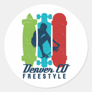 Adesivo Skater Boy Denver Colorado Vintage Retro Skateboar