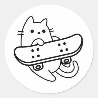 Adesivo Skater Cat com skate