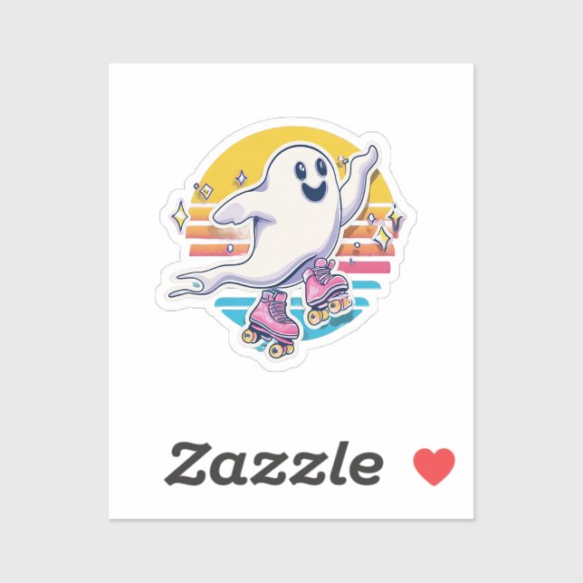 Adesivo Skater Ghost Sticker - Fantasma de Cute no Roller  (Folha)