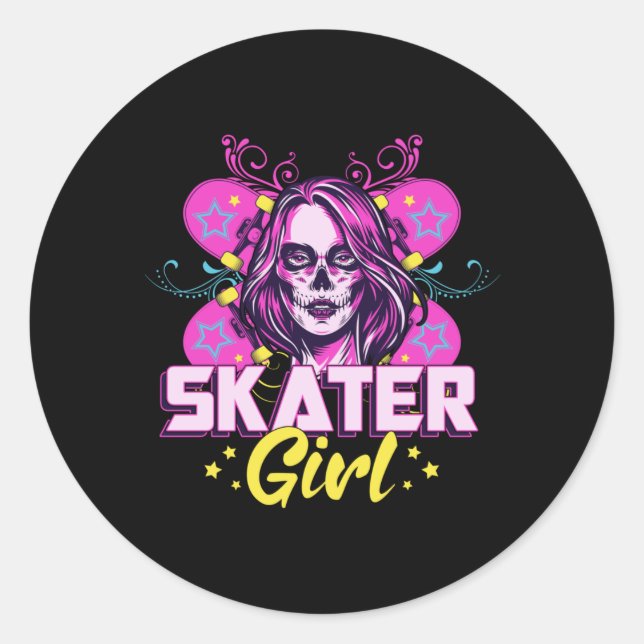 Adesivo Skater Girl Sk8 Skateboard Girls Skating Gift Idea (Frente)
