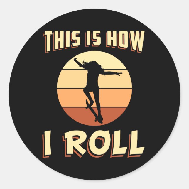 Adesivo Skater Girl Sk8 Skateboard Skate Retro Gift Idea (Frente)