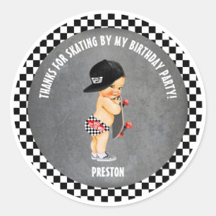 Adesivo Skater Hat Skater Cinza Vermelha Verificação de 