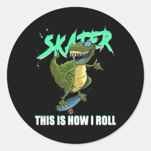 Adesivo Skater T-rex Dinossauro É Assim Que Eu Rolo Skateb