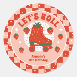 Adesivo Skates de morango | Aniversário do Roller Retro