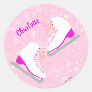 Adesivo Skates personalizados de desenho de gelo rosa kawa