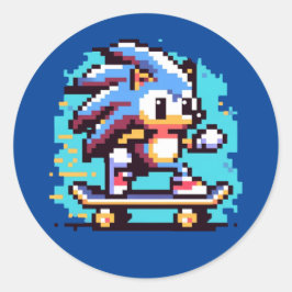 Adesivo Skating Hedgehog: Arte de pixel de 8 bits com pixe