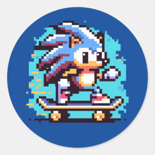 Adesivo Skating Hedgehog: Arte de pixel de 8 bits com pixe