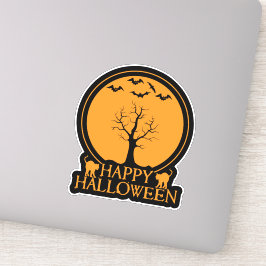 Adesivo Skeletal Tree Bats and Cats Halloween ID860