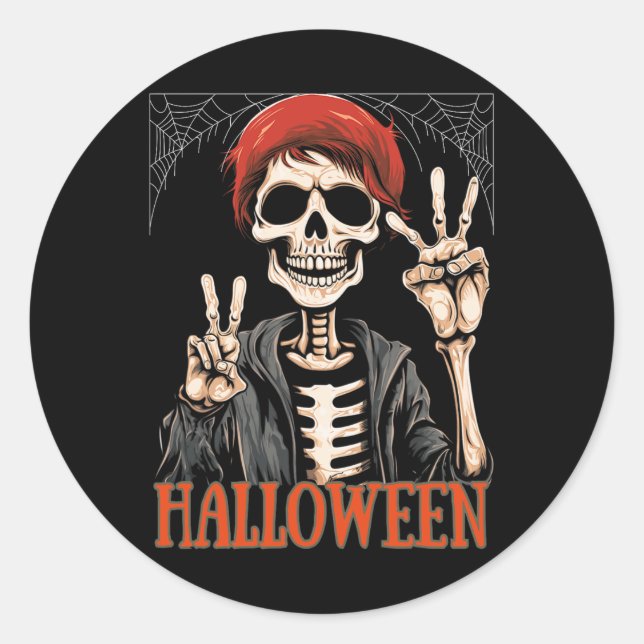 Adesivo Skeleton Apocalypse Night No Halloween Engraçado (Frente)