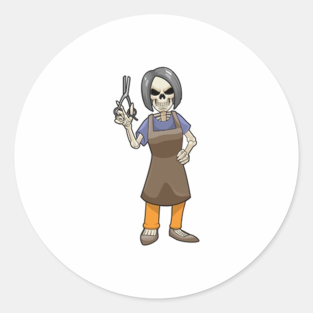 Adesivo Skeleton as Hairdresser with Scissors (Frente)