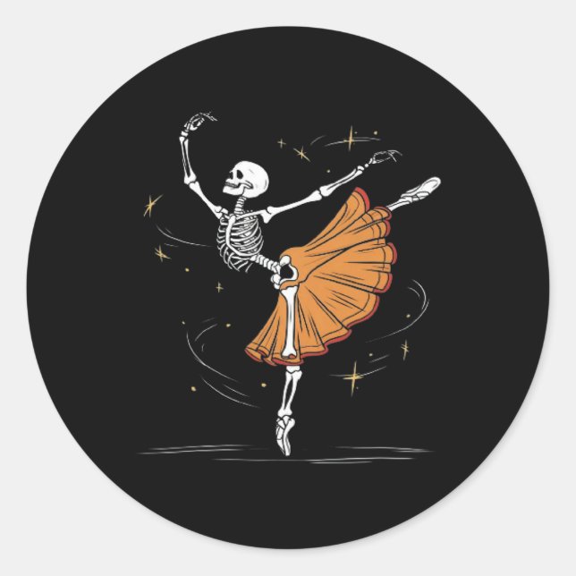 Adesivo Skeleton Ballerina Balé Dance Halloween (Frente)