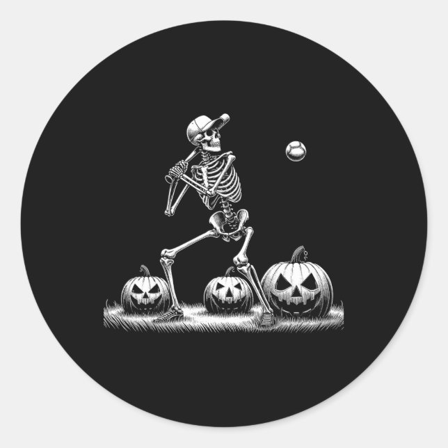 Adesivo Skeleton Baseball Player Halloween Mens Meninas Cr (Frente)