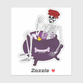 Adesivo Skeleton Bathing in Cauldron Sticker