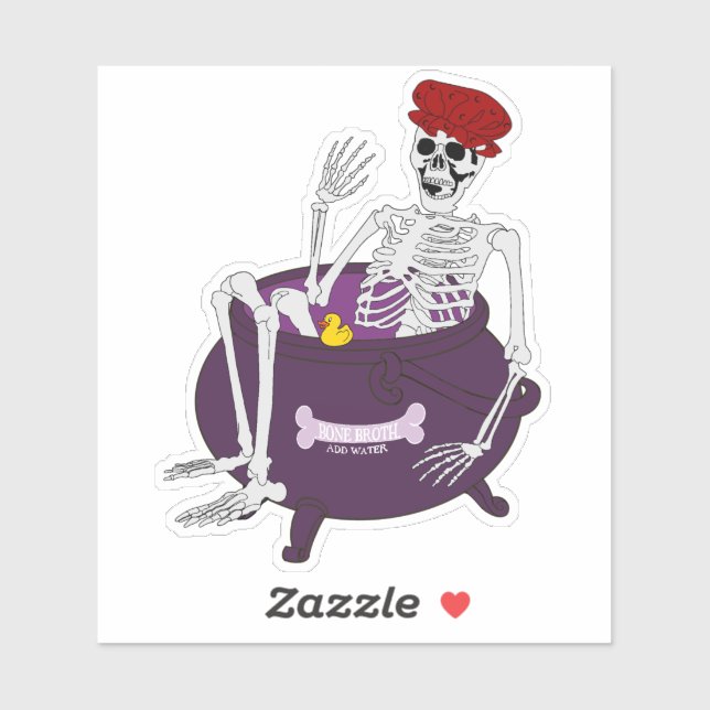 Adesivo Skeleton Bathing in Cauldron Sticker (Folha)