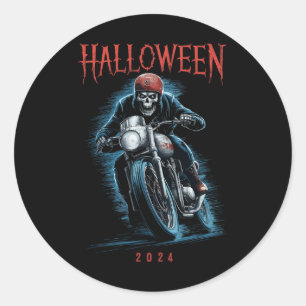 Adesivo Skeleton Biker Em Motocicleta No Halloween 2024