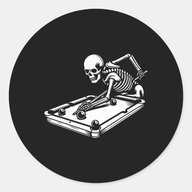 Adesivo Skeleton Billiards Halloween Piscina Snooker Billi (Frente)